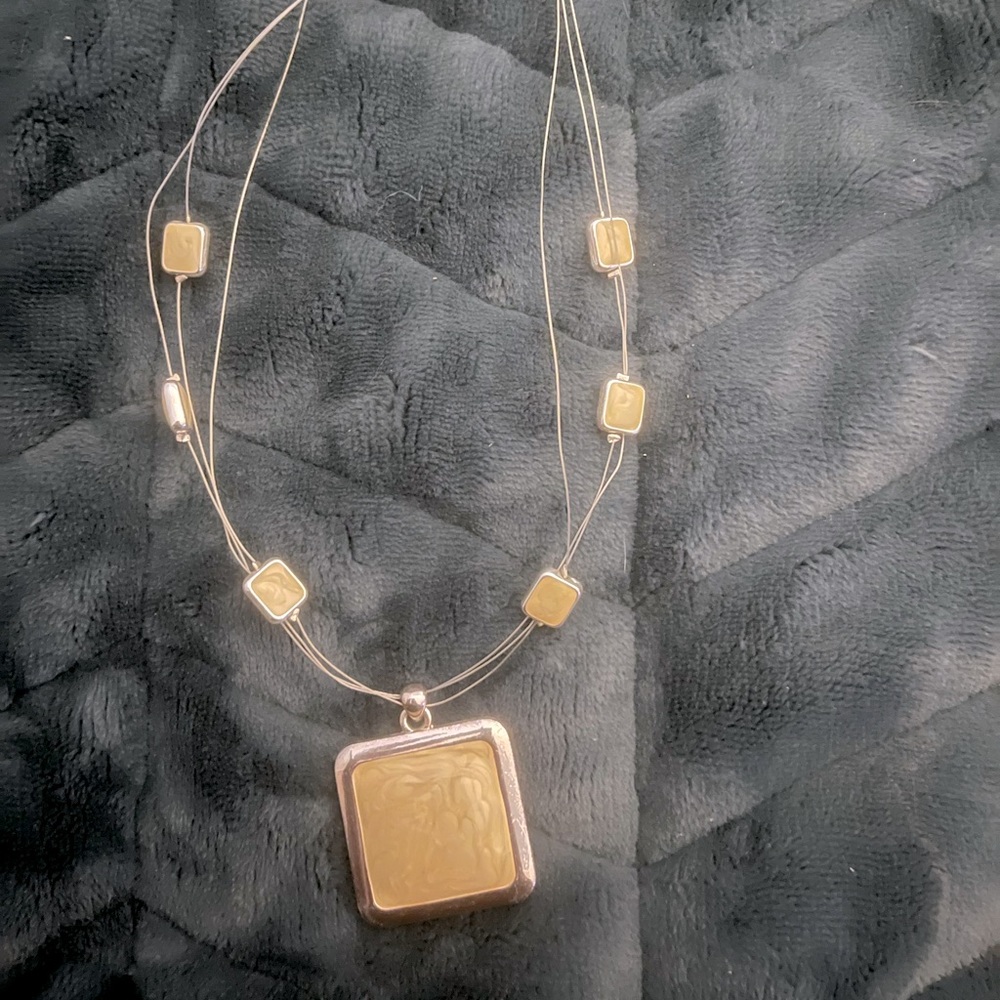 Simple yellow green square necklace from New York and Co